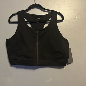 Torrid Black Racerback Front Zipper Sports Bra